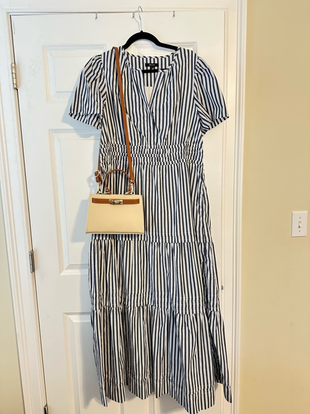 Quince Navy and White Striped Maxi Dress - Picture 2 of 6